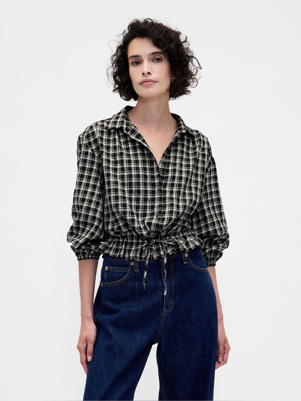 GAP Women’s Black Flannel Elasticated Waist Top Size Medium - C71-013